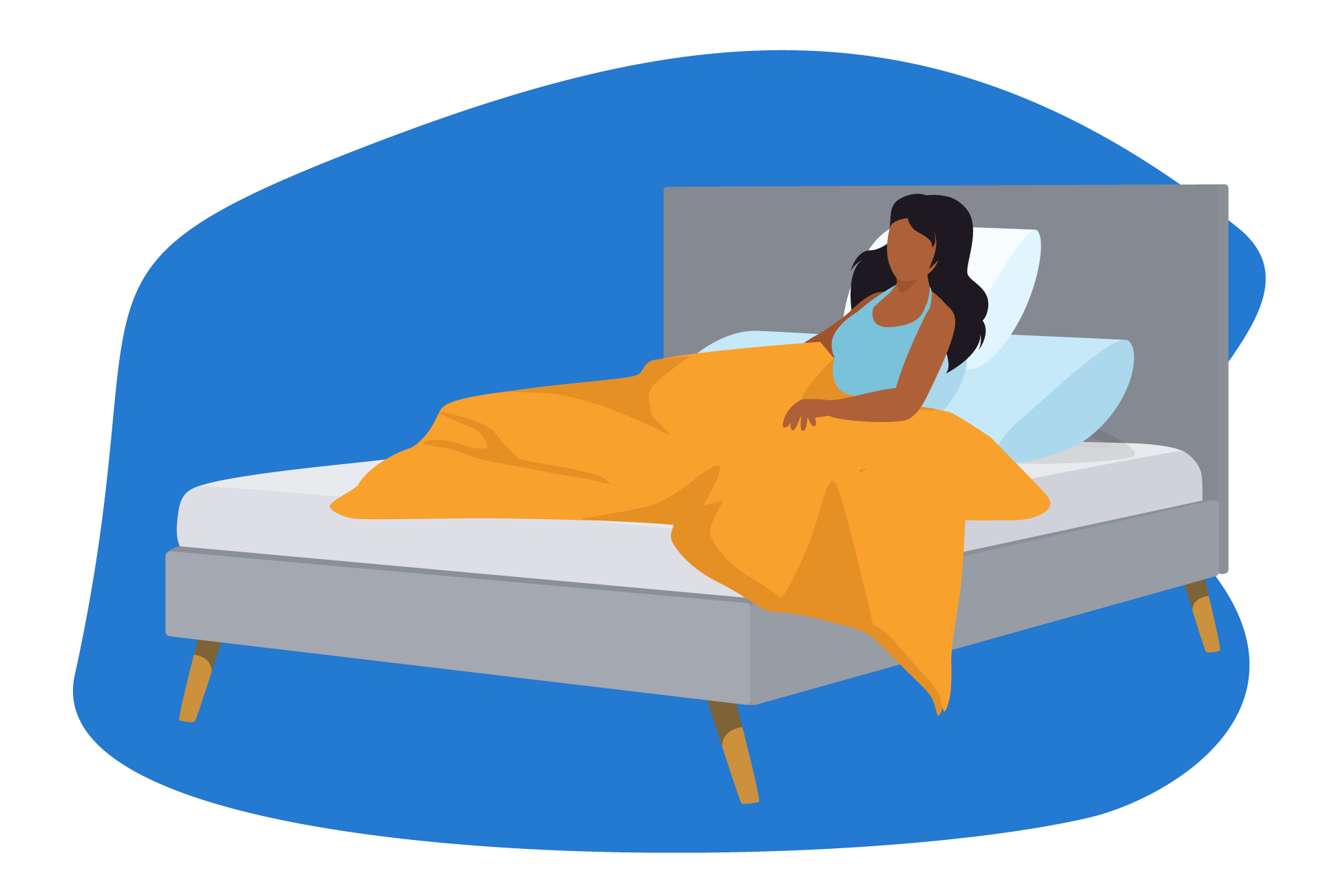 Ilustração de pessoa a dormir com a cabeça elevada